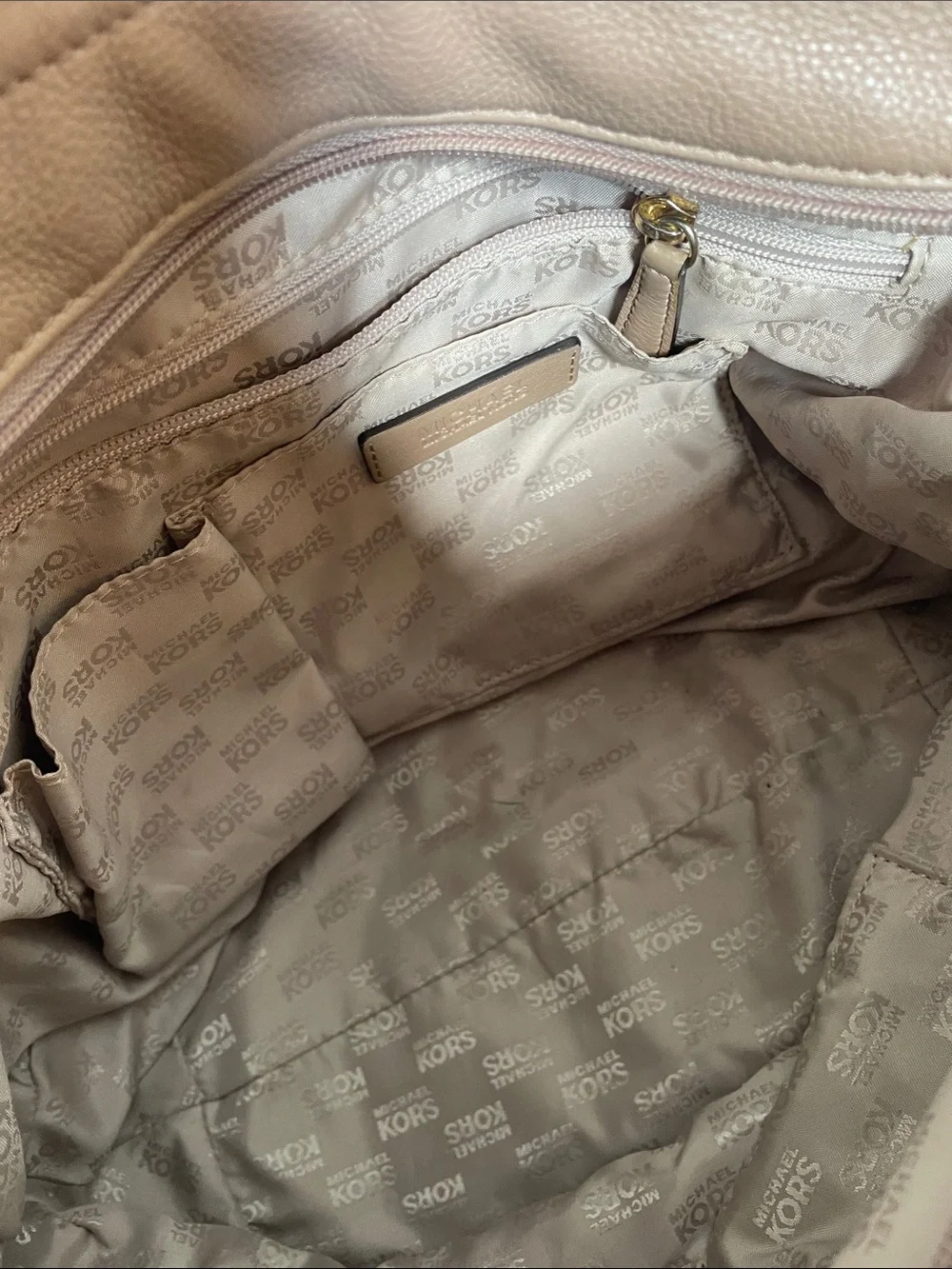 Michael Kors Beige Leather Hobo with Braided Strap & Tassel Charm